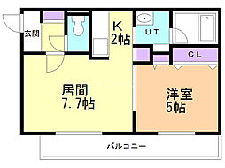 ミューズN24 1LDKの間取図画像