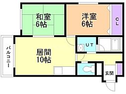 フランネル23 2LDKの間取図画像