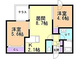 E-horizonN17 2LDKの間取図画像