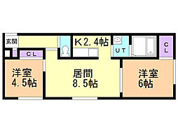フェリーチェN35 2LDKの間取図画像