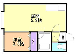 アーバンコート東区役所前3 1DKの間取図画像