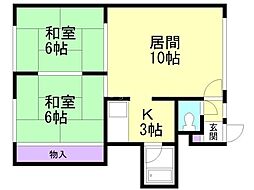 レジデンス信和 2LDKの間取図画像