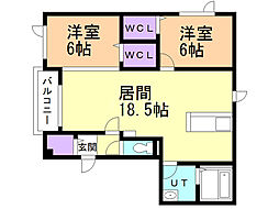 ラピスラズリ 2LDKの間取図画像