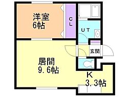 プレシューズ北35条 1LDKの間取図画像