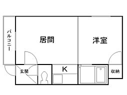 エミネンスN-39 1DKの間取図画像