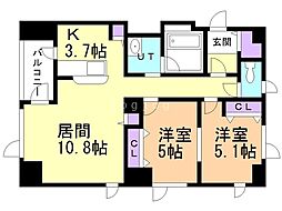 フルリール美香保 2LDKの間取図画像