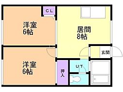 シティハイム東苗穂 2LDKの間取図画像