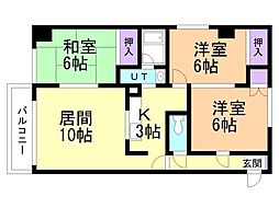 ハウス楡 3LDKの間取図画像