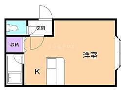 グランドール北27-C 1Kの間取図画像