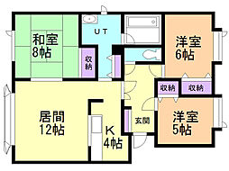 マンションクレール2 3LDKの間取図画像