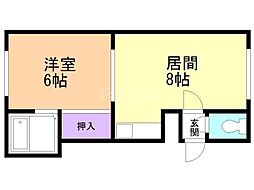 十勝コーポ 1DKの間取図画像