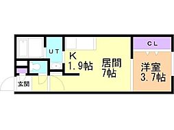 フェリスインフィニートN12 1LDKの間取図画像