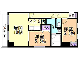 ベルヴィ丘珠 2LDKの間取図画像