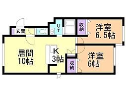 ルミエール椿 2LDKの間取図画像