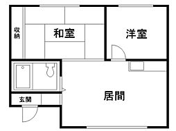 コーポ渡辺 2LDKの間取図画像