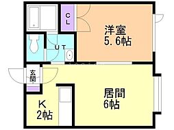 コリンズ・42 1LDKの間取図画像