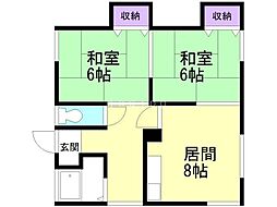 福寿荘 2LDKの間取図画像