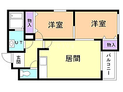 パープルサイド 2LDKの間取図画像
