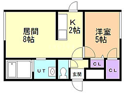 グランディールN16 1LDKの間取図画像