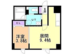 レガート東区役所前A 1LDKの間取図画像
