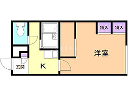 レオパレスハピネス124 1Kの間取図画像