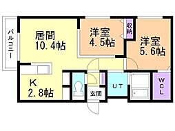 エフォート新道東 2LDKの間取図画像