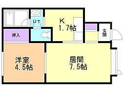大志館 1LDKの間取図画像