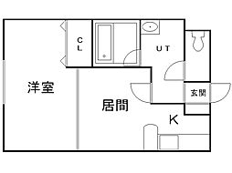 コスモ美香保 1LDKの間取図画像