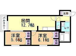 グラーツィア 2LDKの間取図画像