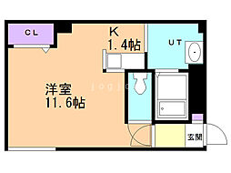 メゾン43 1Kの間取図画像