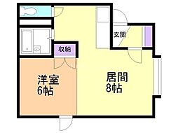 マカロニほうれん荘 1LDKの間取図画像