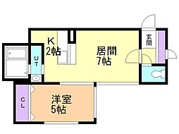 エルミタージュ 1LDKの間取図画像