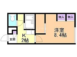 レオパレスメゾンド伏古 1Kの間取図画像