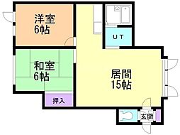 パークハイツ本町 2LDKの間取図画像