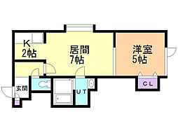 グランツルーベ篠路 1LDKの間取図画像
