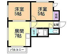 エトワール本町 2DKの間取図画像