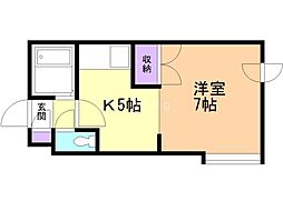 プレサント北8条A 1DKの間取図画像