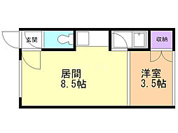 城北ハイツC 1LDKの間取図画像