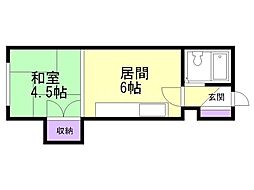 メゾン中田 1DKの間取図画像