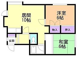 アラヤホワイトシャルム 2LDKの間取図画像