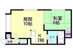 コーポ尾田C 1LDKの間取図画像