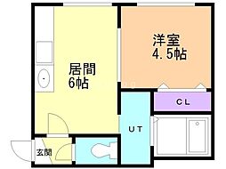 ノース26 1DKの間取図画像