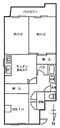 タイヨーハイツ上依知 3DKの間取図画像