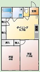 コーポ斉藤 2DKの間取図画像
