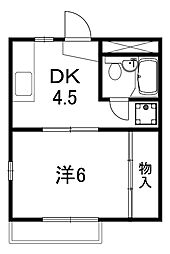 ベアーハイツ 1DKの間取図画像