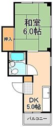 ウエダビル 1DKの間取図画像