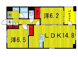 レクセルマンション上野松が谷 1SLDKの間取図画像