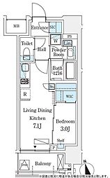シーズンフラッツ浅草六丁目 1DKの間取図画像