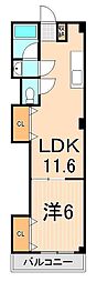 エルハイツ第4テラジマ 1LDKの間取図画像
