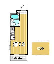東海ビル 1Kの間取図画像